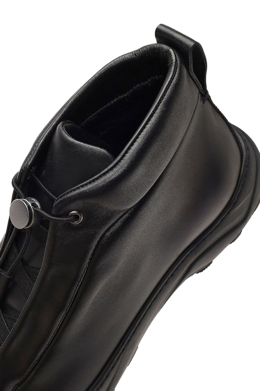 Men's Black Lace-Up Thick-Soled Leather Casual Boot