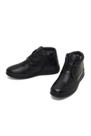 Men's Black Lace-Up Zipper Leather Casual Boot | Derimod