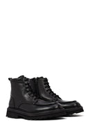 Men's Black Zippered Thick-Soled Leather Boot | Derimod