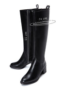 Woman Black Zippered Thick Heeled Boots | Derimod