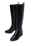 Woman Black Zippered Thick Heeled Boots | Derimod