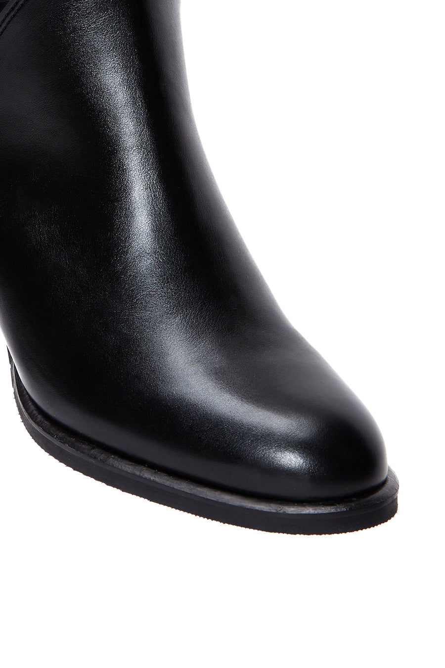 Woman Black Zippered Thick Heeled Boots