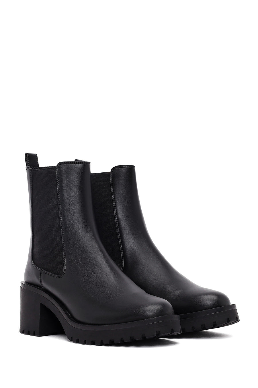 Women's Black Chunky Heel Chelsea Boot