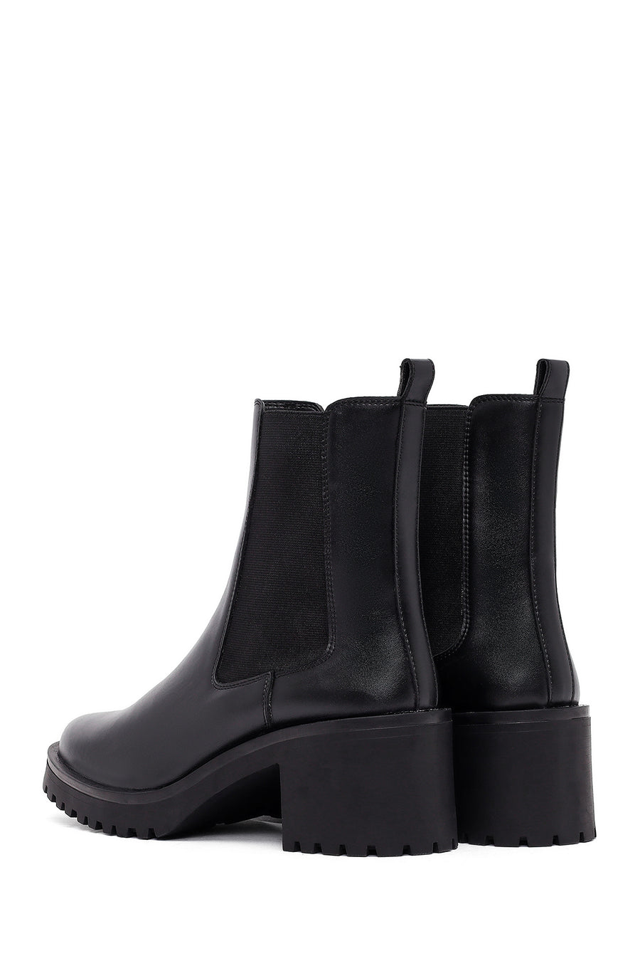 Women's Black Chunky Heel Chelsea Boot