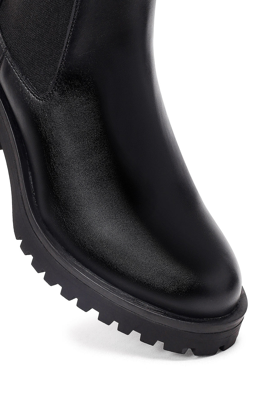Women's Black Chunky Heel Chelsea Boot