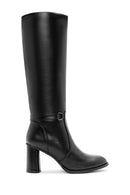 Woman Black Zippered Thick Heeled Boots | Derimod