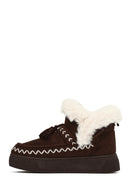 Women's Brown Chunky Sole Tassel Suede Teddy Boots | Derimod