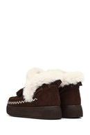 Women's Brown Chunky Sole Tassel Suede Teddy Boots | Derimod