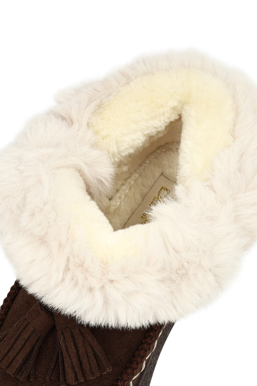 Women's Brown Chunky Sole Tassel Suede Teddy Boots