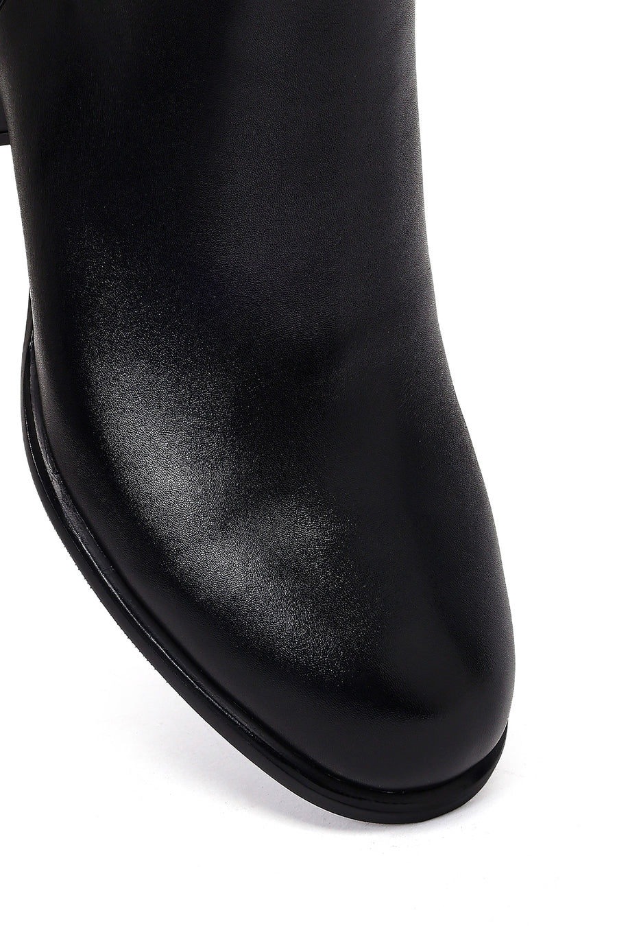 Women's Black Zippered Low Heel Boots