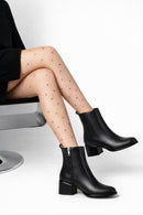 Women's Black Zippered Low Heel Boots | Derimod