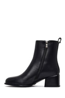 Women's Black Zippered Low Heel Boots | Derimod