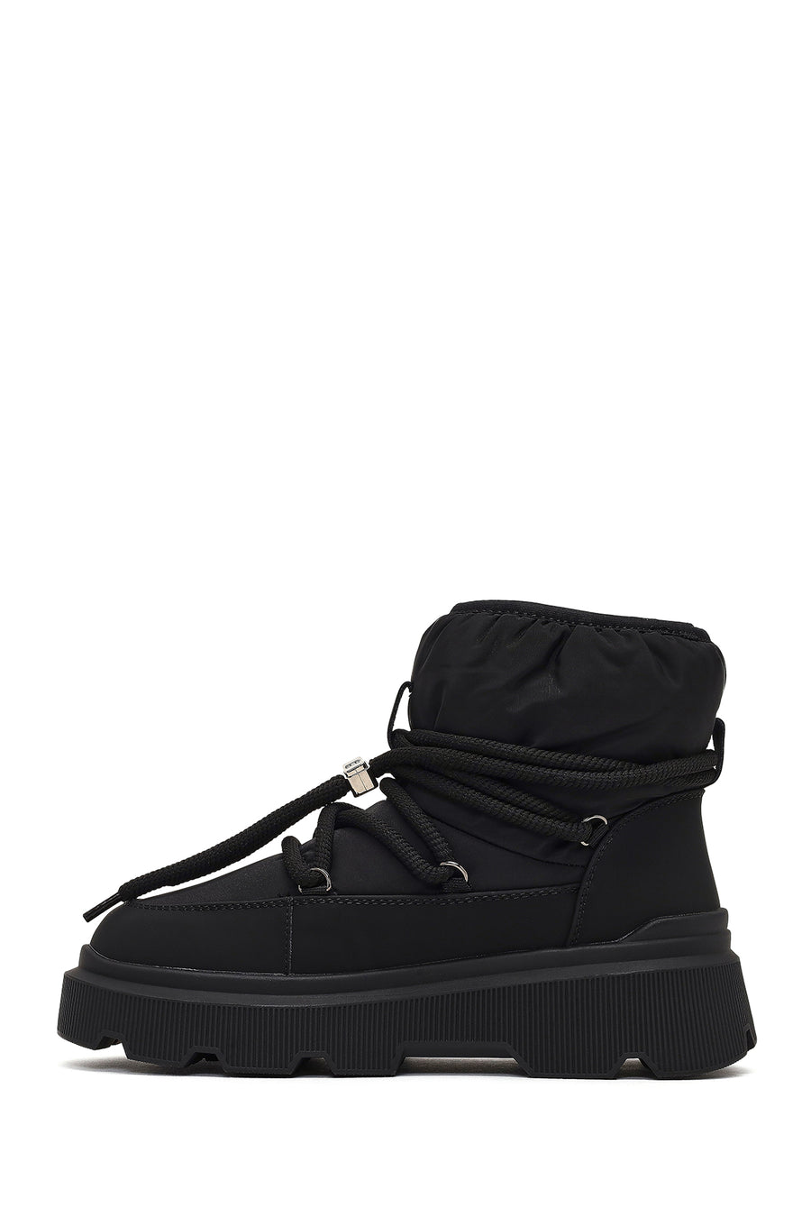 Women's Black Lace-Up Thick-Soled Boots