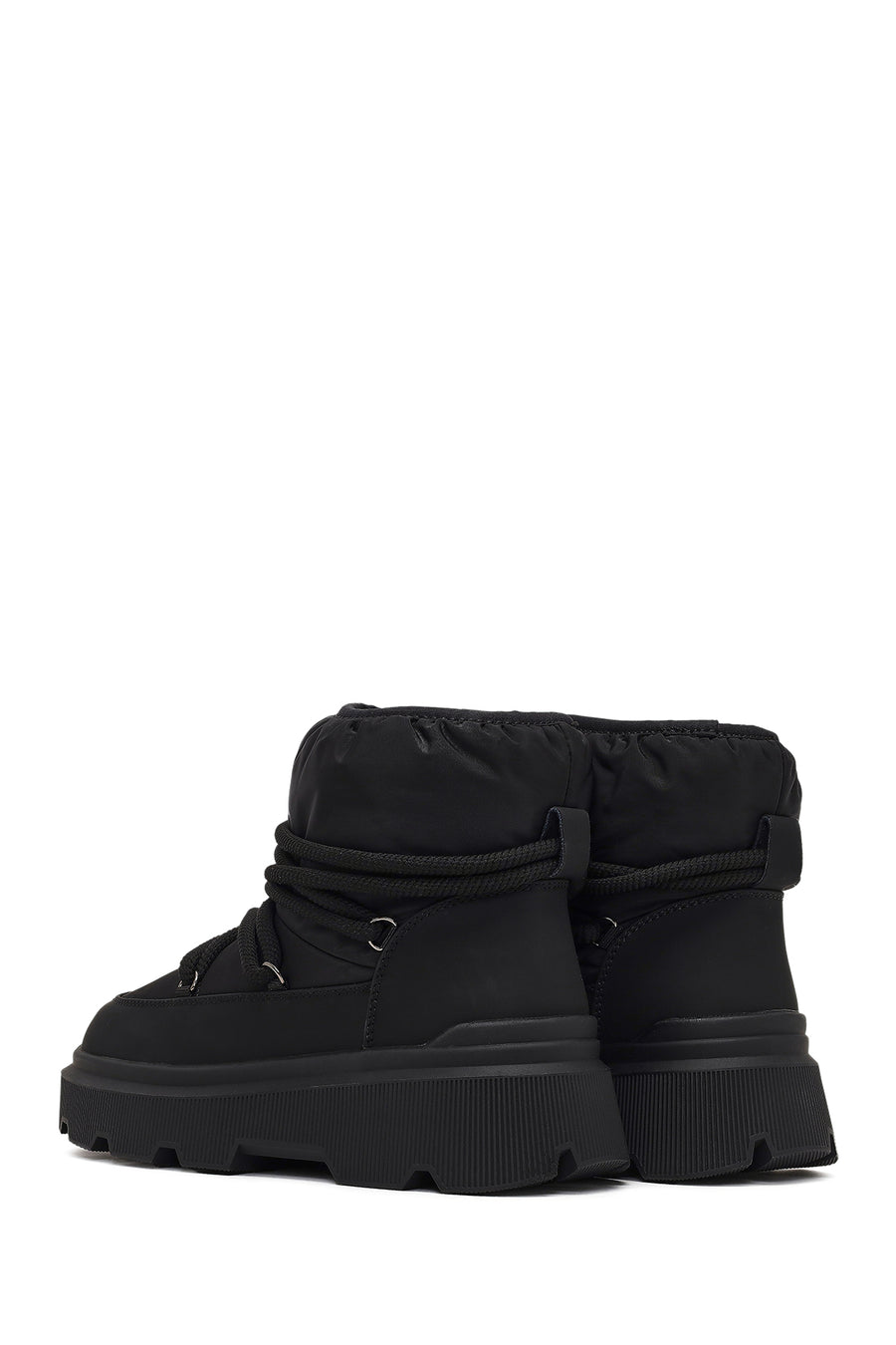 Women's Black Lace-Up Thick-Soled Boots