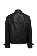 Paloma Woman Black Short Oversize Biker Leather Jacket | Derimod