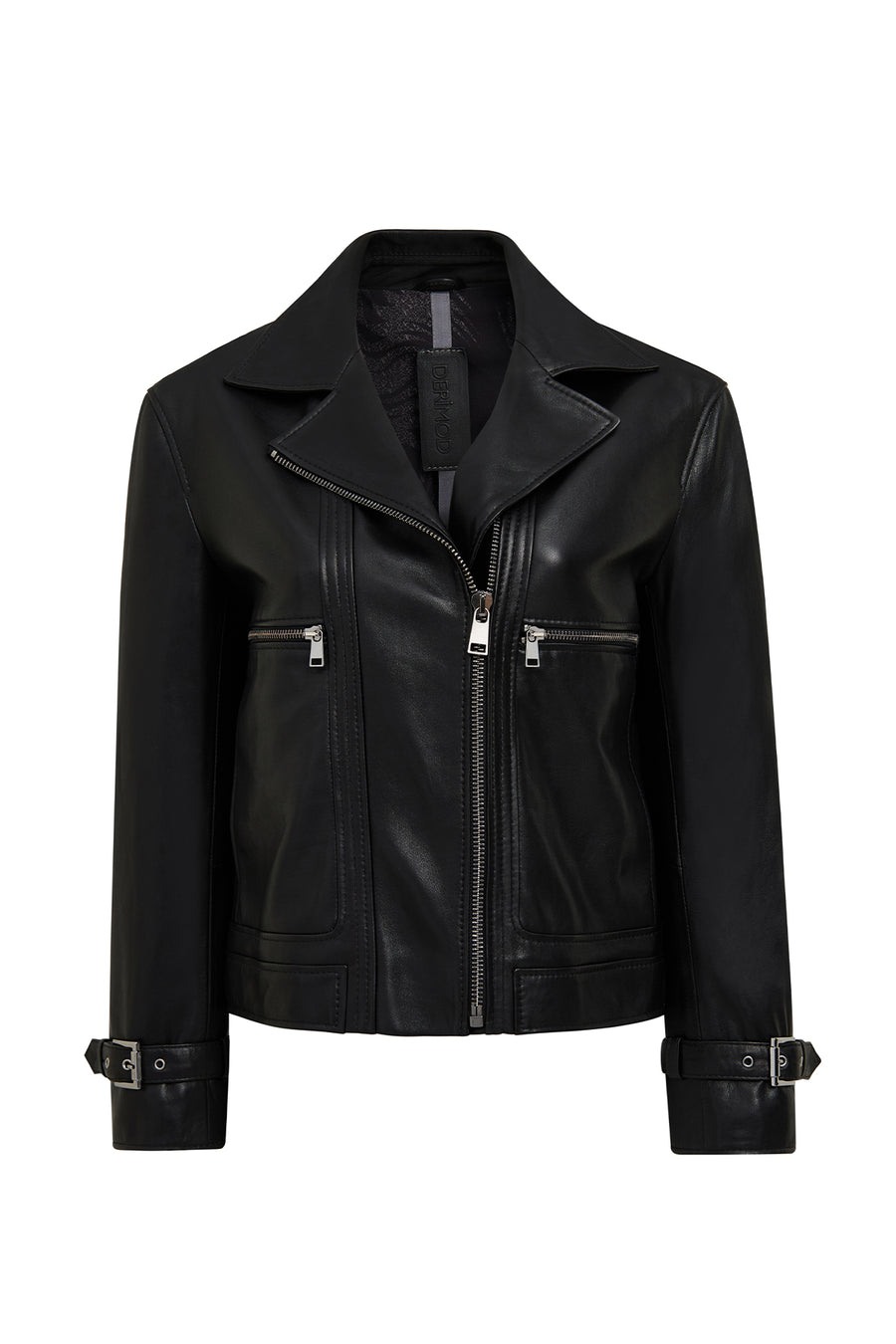 Paloma Woman Black Short Oversize Biker Leather Jacket