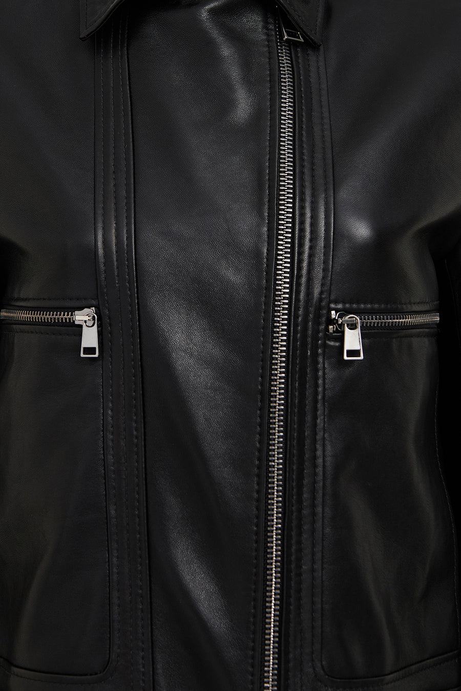 Paloma Woman Black Short Oversize Biker Leather Jacket