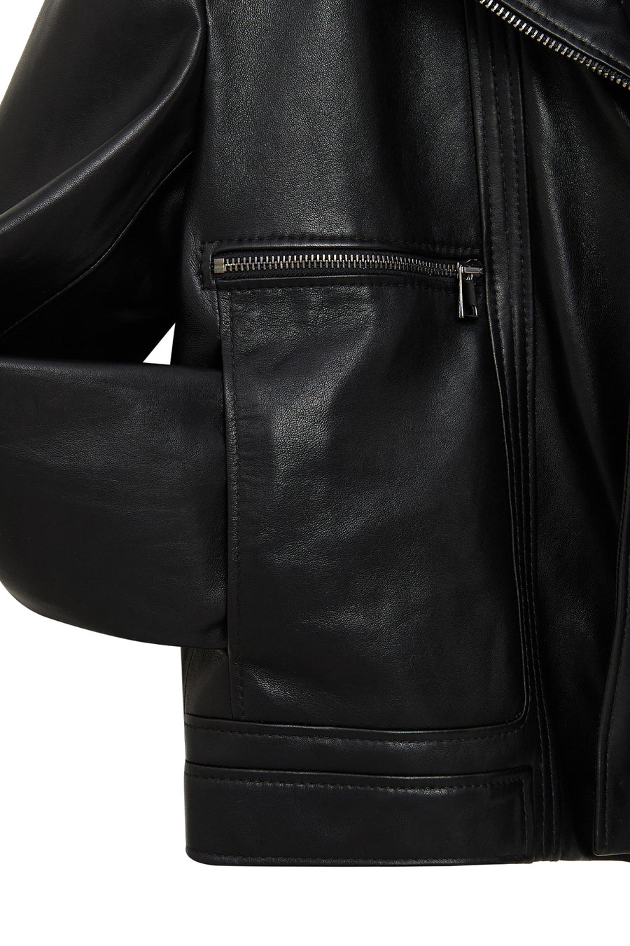 Paloma Woman Black Short Oversize Biker Leather Jacket