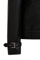 Paloma Woman Black Short Oversize Biker Leather Jacket | Derimod