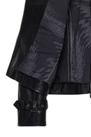 Paloma Woman Black Short Oversize Biker Leather Jacket | Derimod