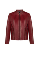 Lydia(Plus) Woman Red Wide-Fit Leather Jacket | Derimod