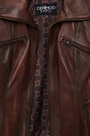 Janet Woman Brown Short Leather Jacket | Derimod