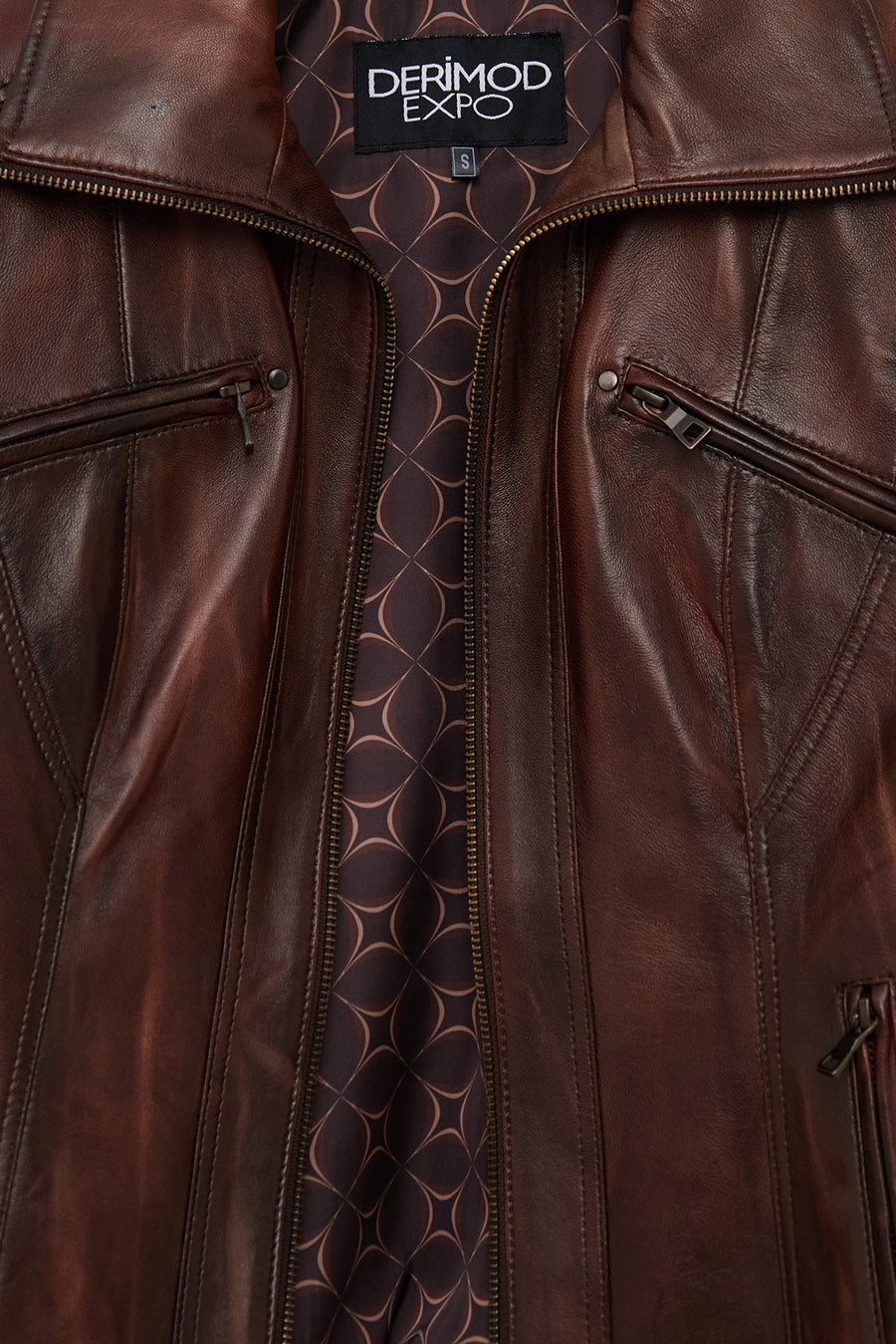 Janet Woman Brown Short Leather Jacket