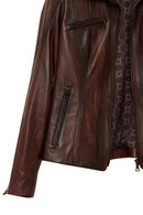 Janet Woman Brown Short Leather Jacket | Derimod