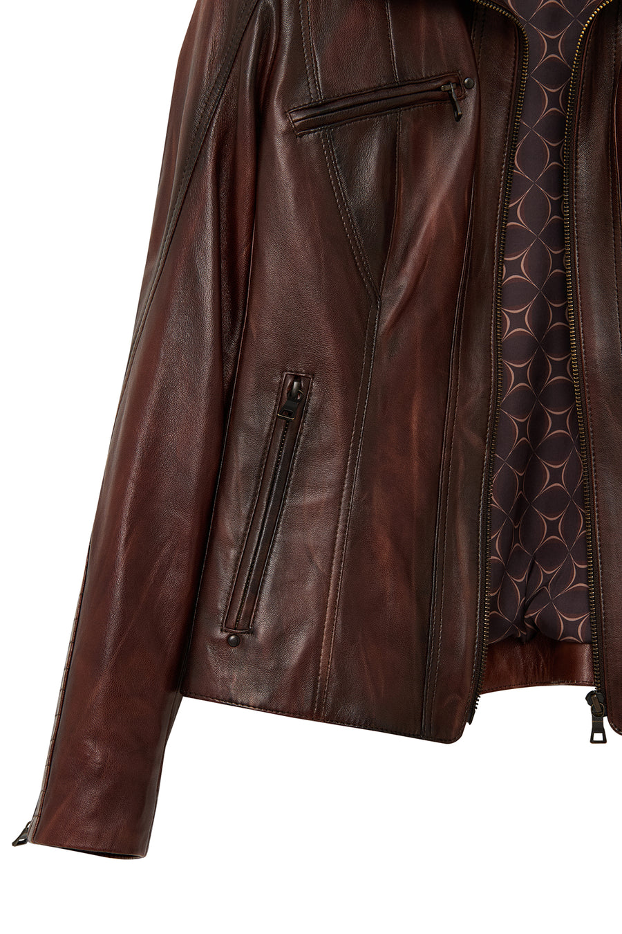 Janet Woman Brown Short Leather Jacket