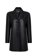 Emma Women's Black Leather Coat | Derimod
