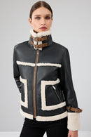 Megeve Women's Black Short Teddy Coat | Derimod