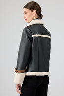 Megeve Women's Black Short Teddy Coat | Derimod