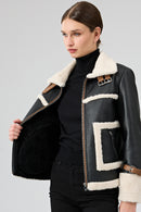 Megeve Women's Black Short Teddy Coat | Derimod