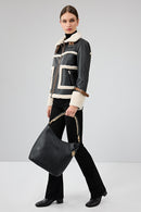 Megeve Women's Black Short Teddy Coat | Derimod