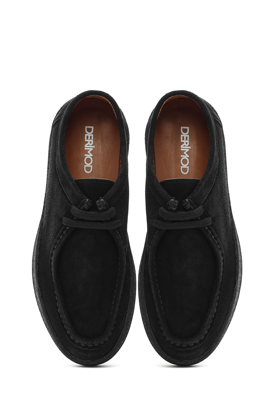 Men's Black Lace-Up Suede Leather Casual Shoes