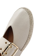 Women's Cream Buckled Leather Espadrilles | Derimod