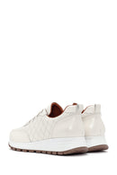 Kadın Bej Deri Kapitone Sneaker | Derimod
