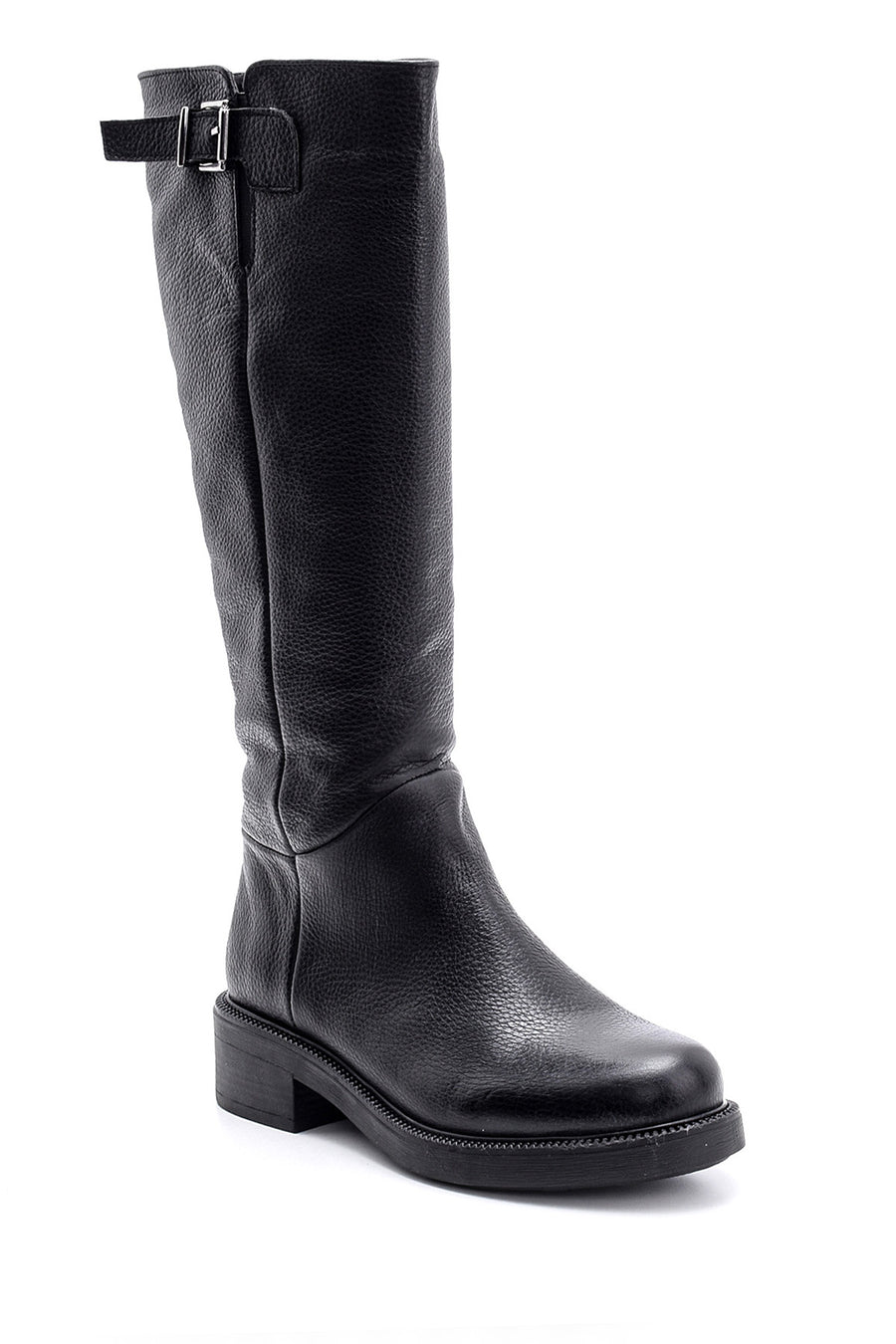 Women's Leather Boots with Buckle Detail