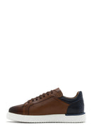 Erkek Taba Bağcıklı Deri Sneaker | Derimod