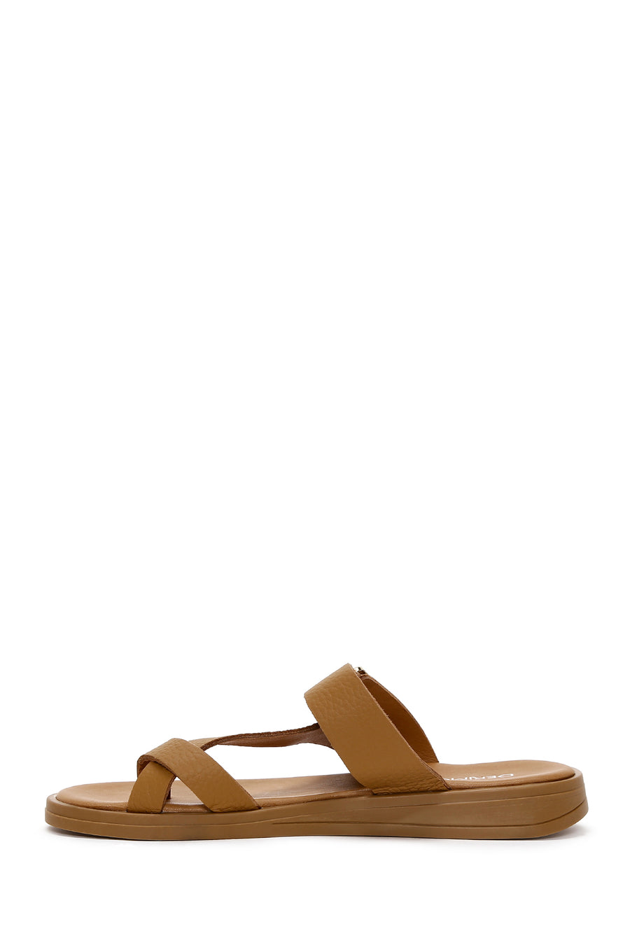 Women's Tan Leather Flip Flops Comfort Slippers