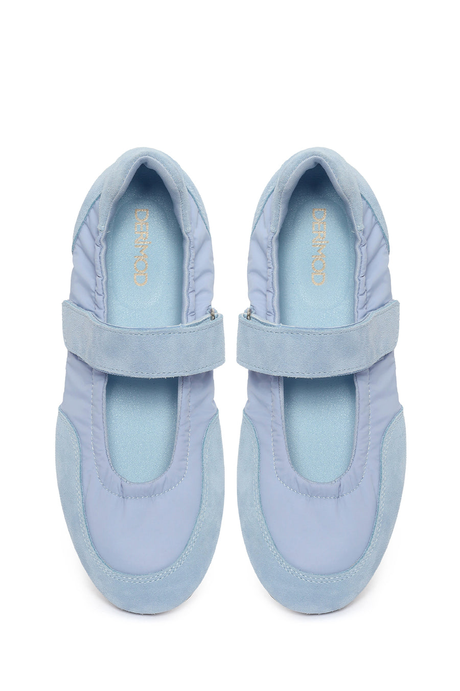 Women's Blue Strap Leather Sport Ballet Flats