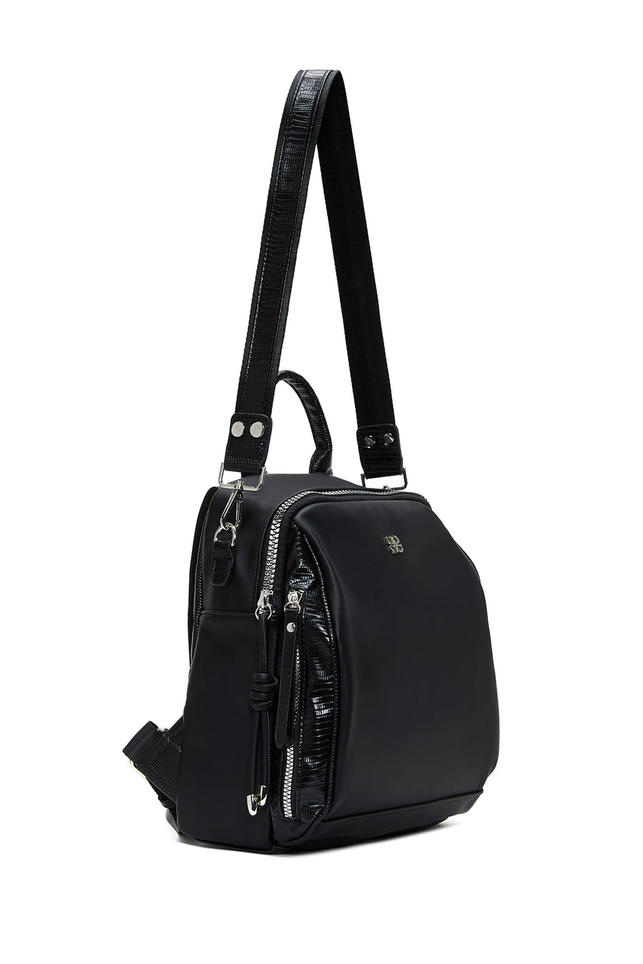 Women's Black Long Strap Backpack