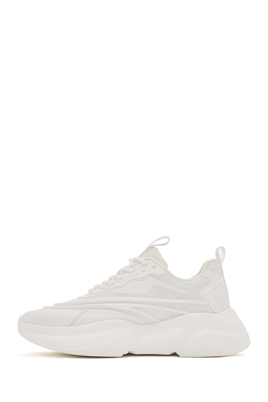 Women's White Lace-Up Thick Soled Sneaker