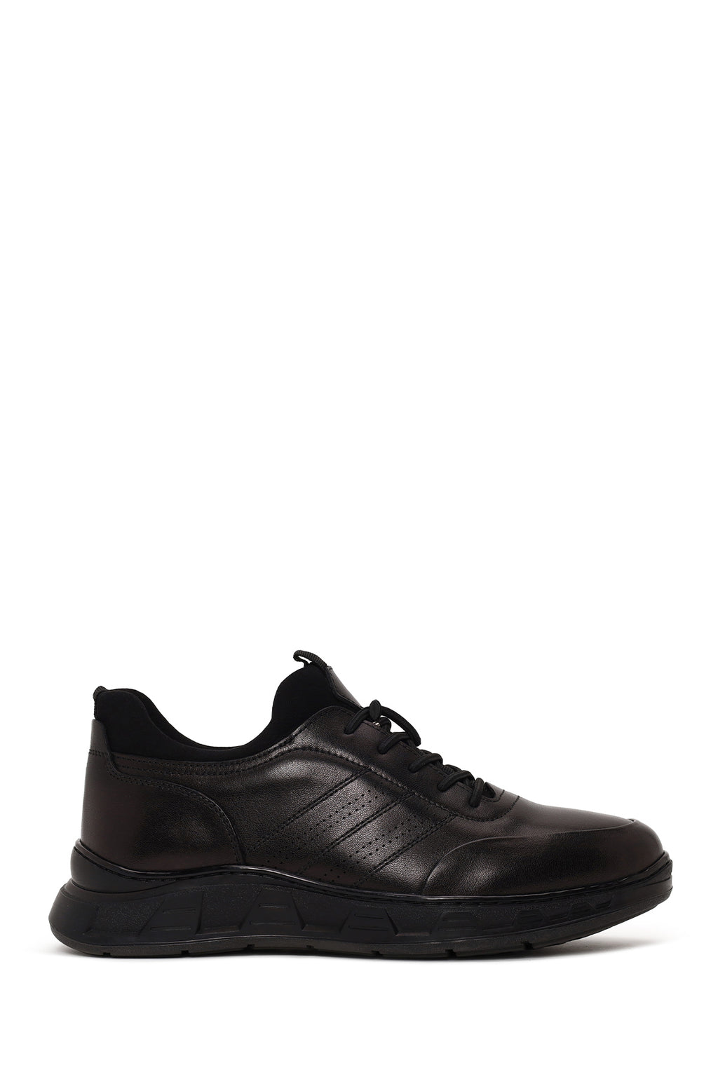 Derimod Fly Erkek Siyah Bağcıklı Kalın Tabanlı Deri Casual Sneaker