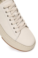 Erkek Beyaz Bağcıklı Kalın Tabanlı Deri Sneaker | Derimod