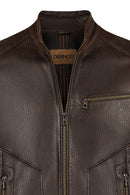 Reynold Male Brown Short Leather Jacket | Derimod