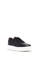 Men's Black Lace-up Thick-Sole Leather Sneaker | Derimod