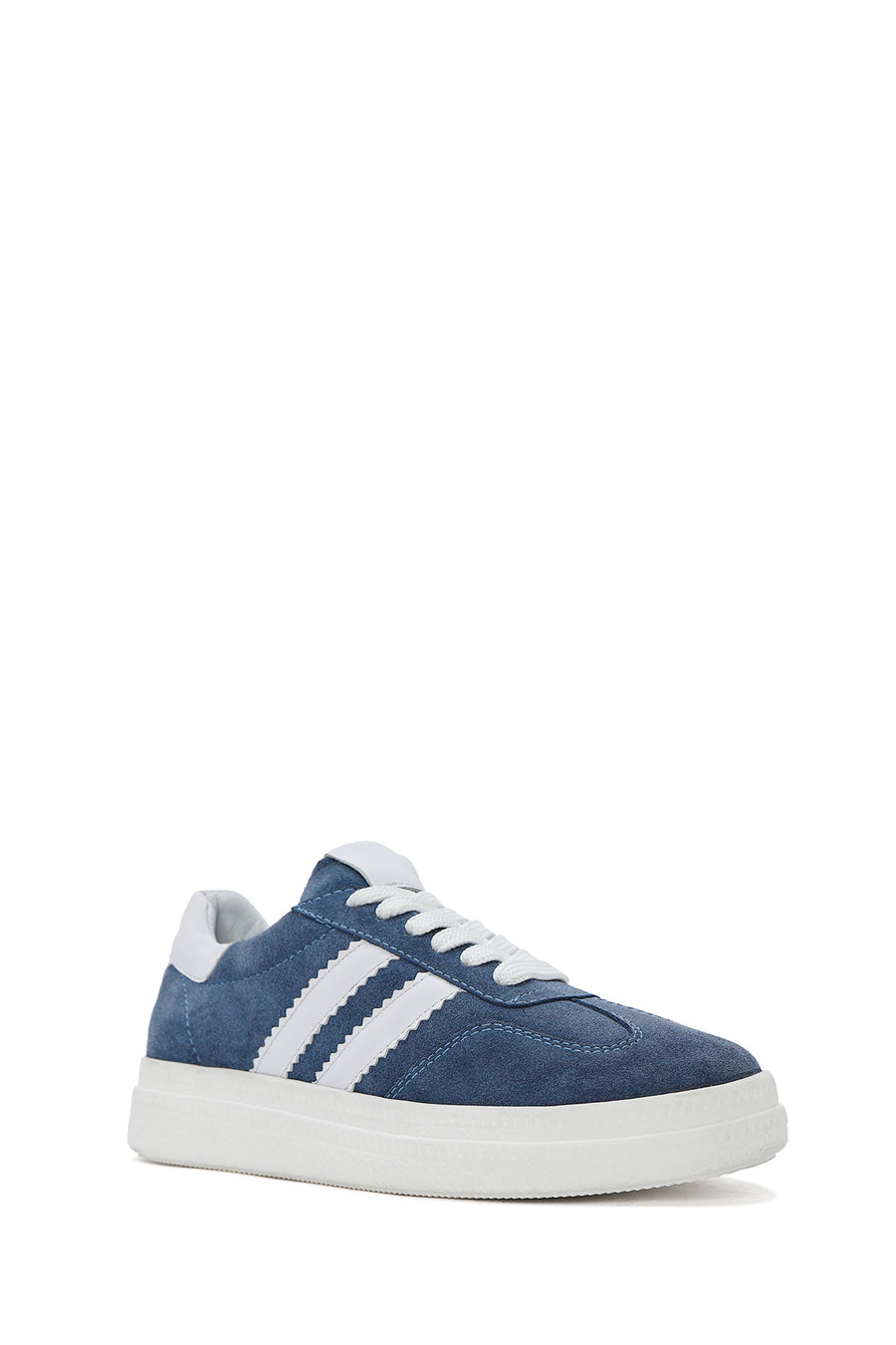 Kadın Mavi Bağcıklı Kalın Tabanlı Süet Deri Sneaker