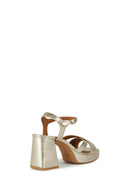 Geox Women's Gold Soledea Ankle Strap Thick Heeled Leather Sandals | Derimod