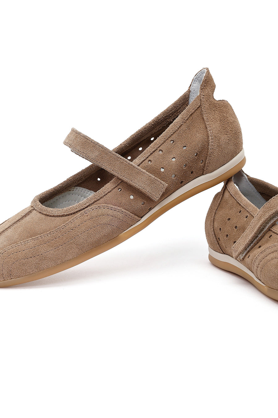 Women's Mink Banded Suede Leather Ballerinas